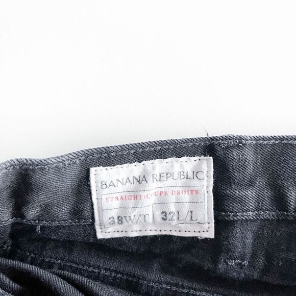 Banana Republic Mens Dark Wash Denim Straight Jeans Black 38x32 - Picture 8 of 9